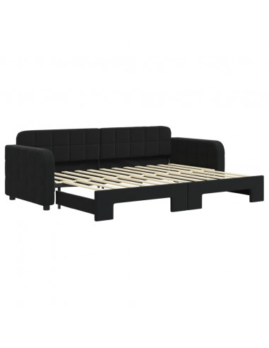 Divano Letto con Letto Estraibile Nero 80x200 cm in Velluto