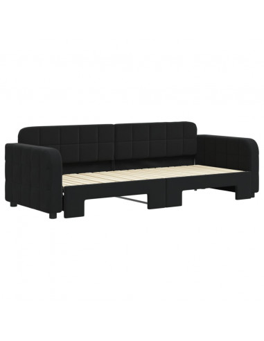 Divano Letto con Letto Estraibile Nero 80x200 cm in Velluto