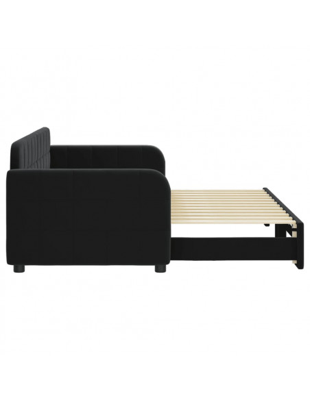 Divano Letto con Letto Estraibile Nero 80x200 cm in Velluto