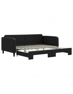 Divano Letto con Letto Estraibile Nero 100x200 cm in Tessuto 2