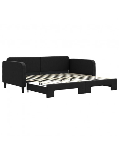 Divano Letto con Letto Estraibile Nero 100x200 cm in Tessuto