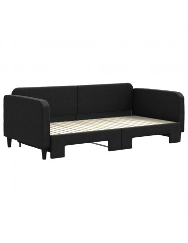 Divano Letto con Letto Estraibile Nero 100x200 cm in Tessuto