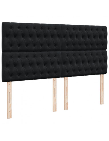 Giroletto a Molle con Materasso Nero 200x200 cm in Velluto