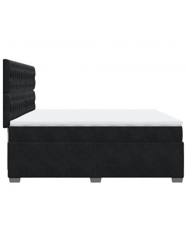 Giroletto a Molle con Materasso Nero 200x200 cm in Velluto