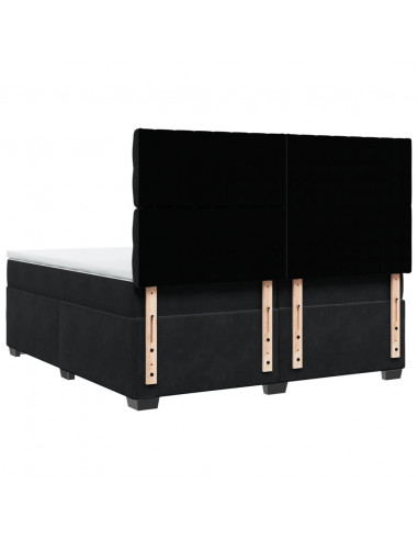 Giroletto a Molle con Materasso Nero 200x200 cm in Velluto