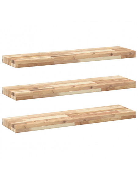Mensole da Parete 3 pz 80x20x4 cm Legno Acacia Non Trattato