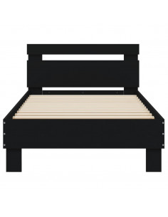 Giroletto con Testiera e LED Nero 90x200 cm 2