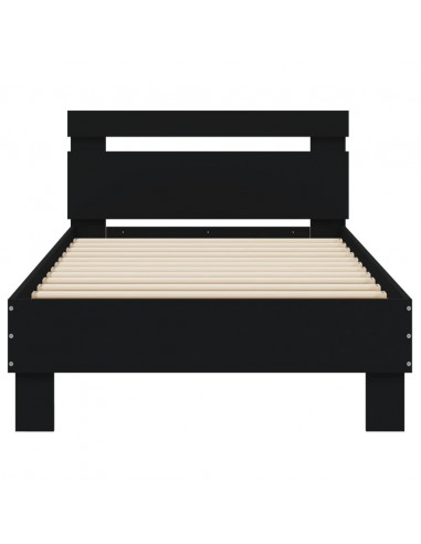 Giroletto con Testiera e LED Nero 90x200 cm