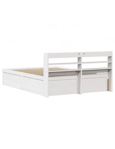 Giroletto con Testiera Bianco 140x200 cm Legno Massello di Pino