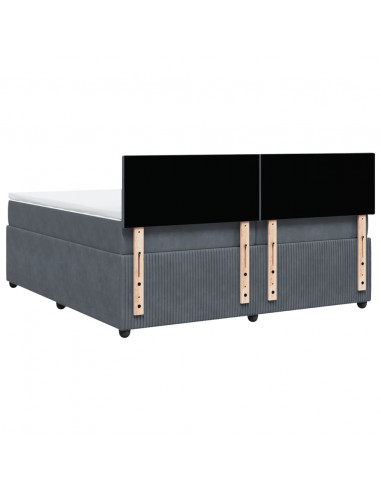 Giroletto a Molle con Materasso Grigio Scuro 200x200 cm Velluto