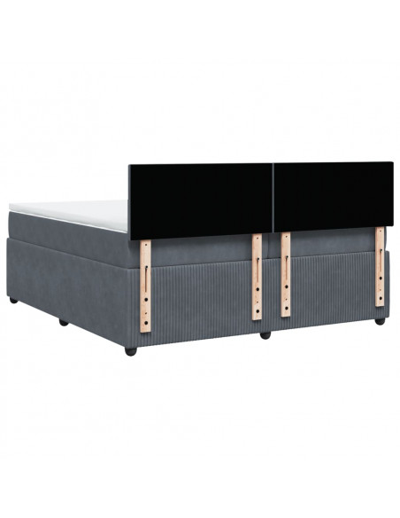 Giroletto a Molle con Materasso Grigio Scuro 200x200 cm Velluto