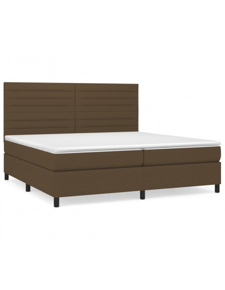 Giroletto a Molle con Materasso Marrone Scuro 200x200cm Tessuto