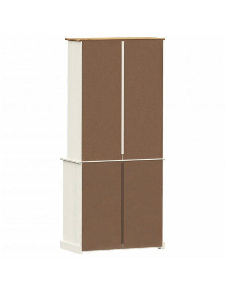 Credenza VIGO Bianca 80x40x176 cm in Legno Massello di Pino