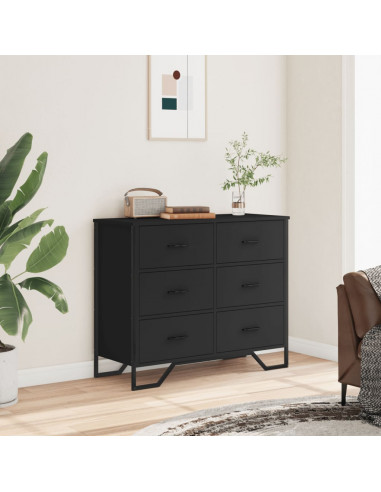 Cassettiera Nera 91x35,5x74,5 cm in Truciolato