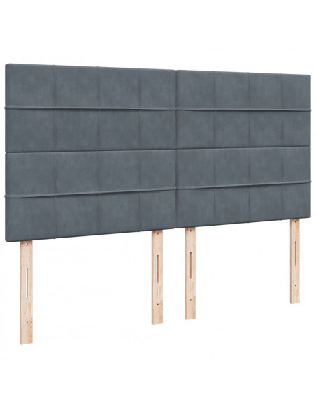 Giroletto a Molle con Materasso Grigio Scuro 180x200 cm Velluto