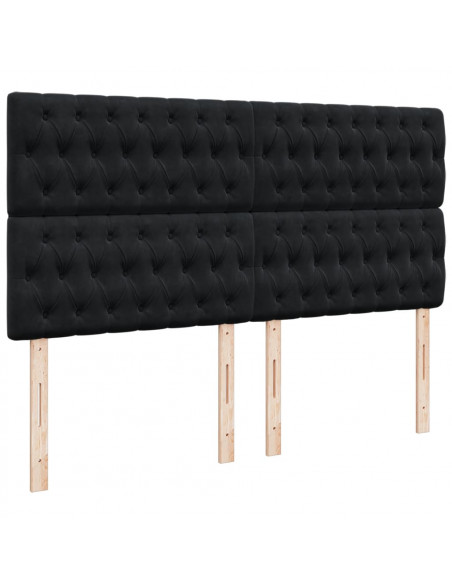 Giroletto a Molle con Materasso Nero 180x200 cm in Velluto
