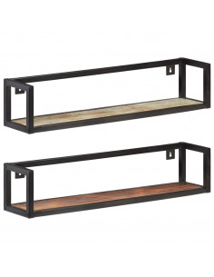 Mensole a Muro 2 pz 80 cm in Legno Massello di Recupero 2