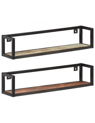 Mensole a Muro 2 pz 80 cm in Legno Massello di Recupero
