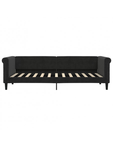 Divano Letto Estraibile con Cassetti Nero 80x200 cm in Velluto