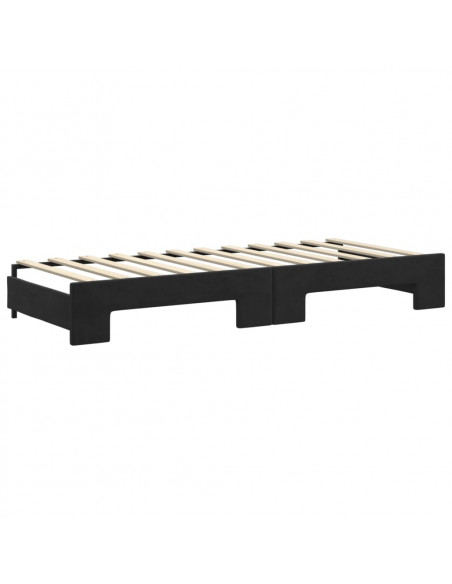 Divano Letto Estraibile con Cassetti Nero 80x200 cm in Velluto