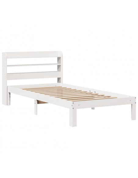 Giroletto con Testiera Bianco 75x190 cm Legno Massello di Pino