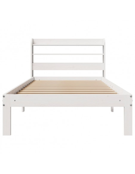 Giroletto con Testiera Bianco 75x190 cm Legno Massello di Pino