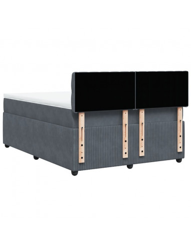 Giroletto a Molle con Materasso Grigio Scuro 140x190 cm Velluto