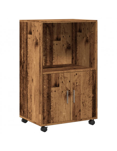 Mobiletto con Ruote Legno Antico 55x40x91 cm in Truciolato