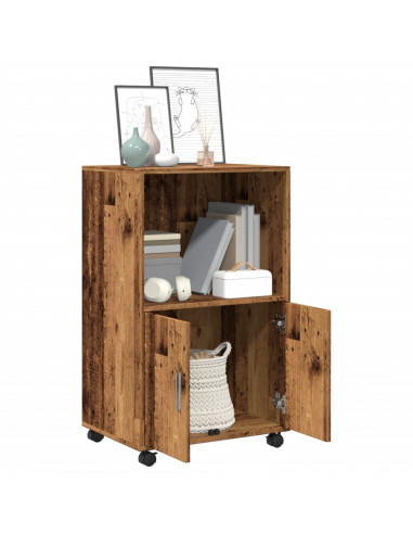 Mobiletto con Ruote Legno Antico 55x40x91 cm in Truciolato