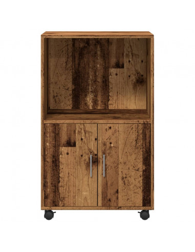 Mobiletto con Ruote Legno Antico 55x40x91 cm in Truciolato