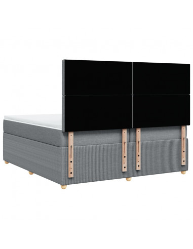 Giroletto a Molle con Materasso Grigio Chiaro 200x200cm Tessuto