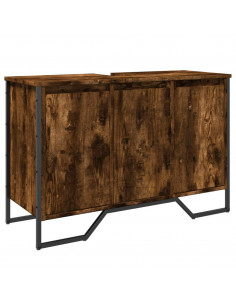 Mobile Lavabo Bagno Rovere Fumo 91x35x60 cm in Truciolato 2
