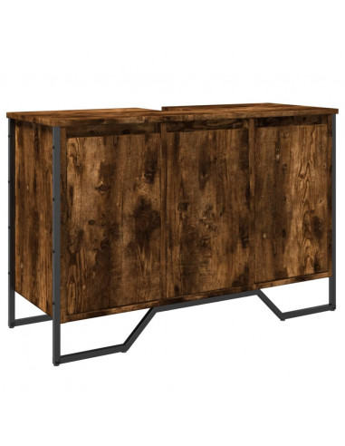 Mobile Lavabo Bagno Rovere Fumo 91x35x60 cm in Truciolato