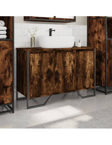 Mobile Lavabo Bagno Rovere Fumo 91x35x60 cm in Truciolato