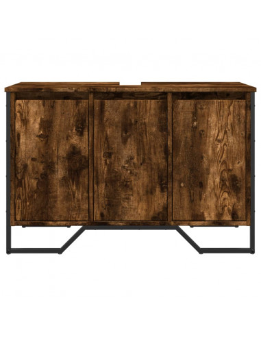 Mobile Lavabo Bagno Rovere Fumo 91x35x60 cm in Truciolato