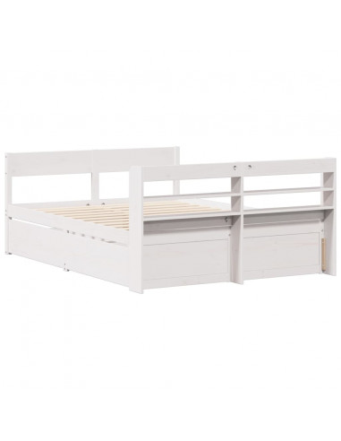 Letto senza Materasso Bianco 160x200 cm Legno Massello di Pino