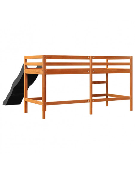 Letto Soppalco senza Materasso Bambini Marrone Cera 90x190 Pino