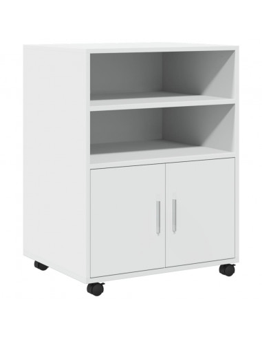 Mobiletto con Ruote Bianco 60x48x81 cm in Truciolato
