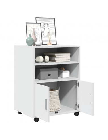 Mobiletto con Ruote Bianco 60x48x81 cm in Truciolato