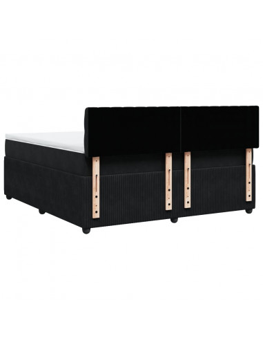 Giroletto a Molle con Materasso Nero 180x200 cm in Velluto