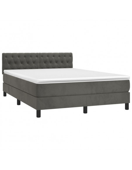 Giroletto a Molle con Materasso Grigio Scuro 140x190 cm Velluto