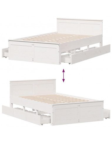 Giroletto senza Materasso con Testata Bianco 135x190 cm Pino