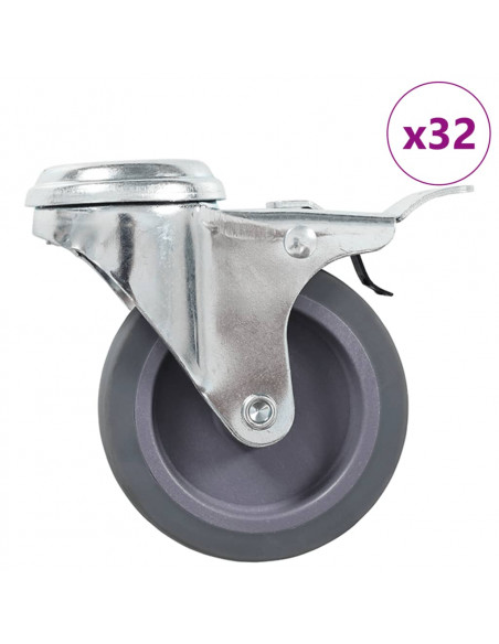 Ruote Girevoli con Foro per Bulloni 32 pz 75 mm