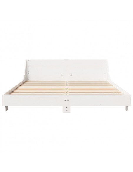 Giroletto con Testiera Bianco 120x190 cm Legno Massello di Pino
