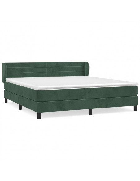Giroletto a Molle con Materasso Verde Scuro 160x200 cm Velluto