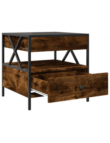 Tavolino da Salotto con LED Infinity Rovere Fumo 50x50x51 cm