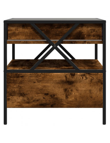 Tavolino da Salotto con LED Infinity Rovere Fumo 50x50x51 cm