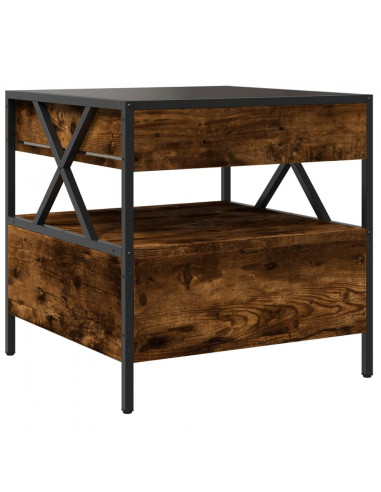 Tavolino da Salotto con LED Infinity Rovere Fumo 50x50x51 cm