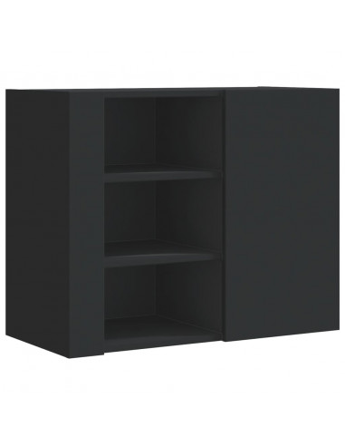 Armadietto a Muro Nero 75x35x60 cm in Truciolato