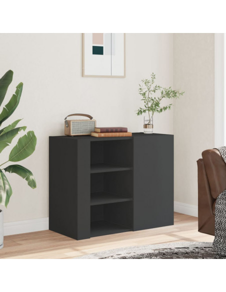 Armadietto a Muro Nero 75x35x60 cm in Truciolato